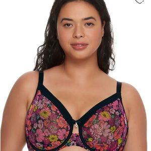 Curvy Couture - All You Mesh Unlined Bra - Retro Roses/Black - 42H